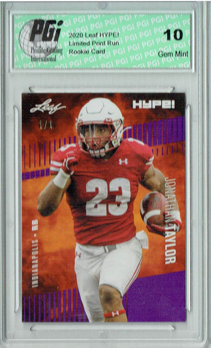 Jonathan Taylor 2020 Leaf HYPE! #38 Purple Blank Back 1/1 Rookie Card PGI 10