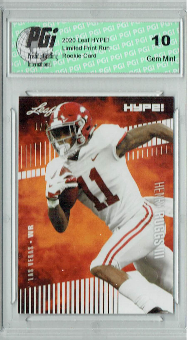 Henry Ruggs III Rookie Card Las Vegas PGI 10 Gem Mint Football Trading Card 2020 Leaf HYPE! #37 White Blank Back 1/1