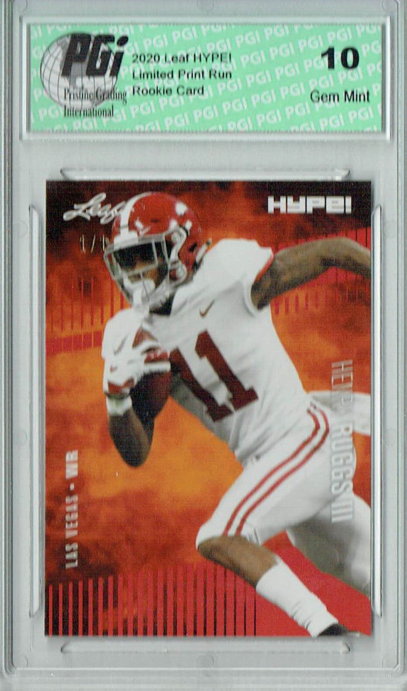Henry Ruggs III Rookie Card Las Vegas PGI 10 Gem Mint Football Trading Card 2020 Leaf HYPE! #37 Red Blank Back, 1/1