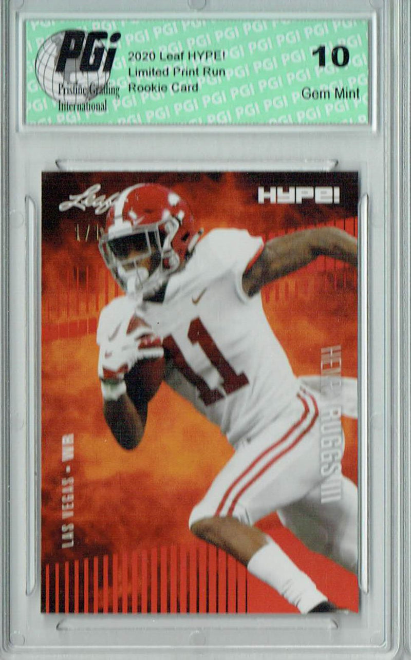Henry Ruggs III Rookie Card Las Vegas PGI 10 Gem Mint Football Trading Card 2020 Leaf HYPE! #37 Orange Blank Back 1/1