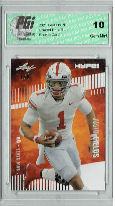 Justin Fields 2021 Leaf HYPE! #50A White Blank Back 1/1 Rookie Card PGI 10