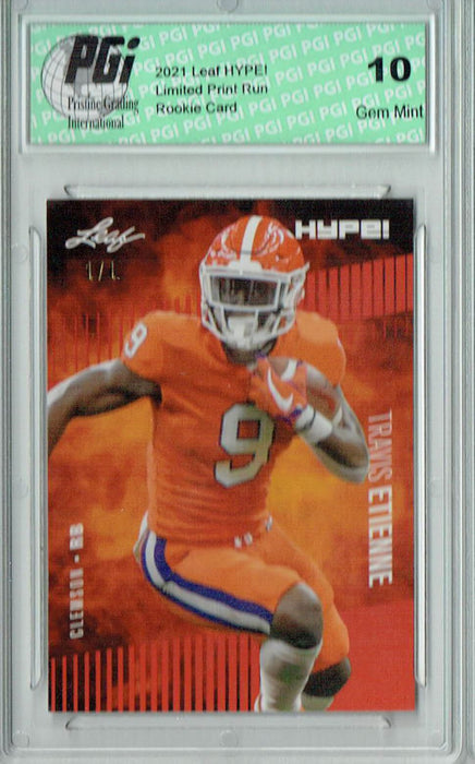 Travis Etienne 2021 Leaf HYPE! #53 Orange Blank Back 1/1 Rookie Card PGI 10