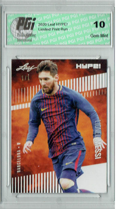 Lionel Messi 2020 Leaf HYPE! #46 White Blank Back 1/1 Rare Card PGI 10