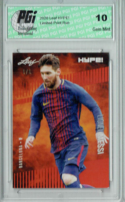 Lionel Messi 2020 Leaf HYPE! #46 Orange Blank Back 1/1 Rare Card PGI 10
