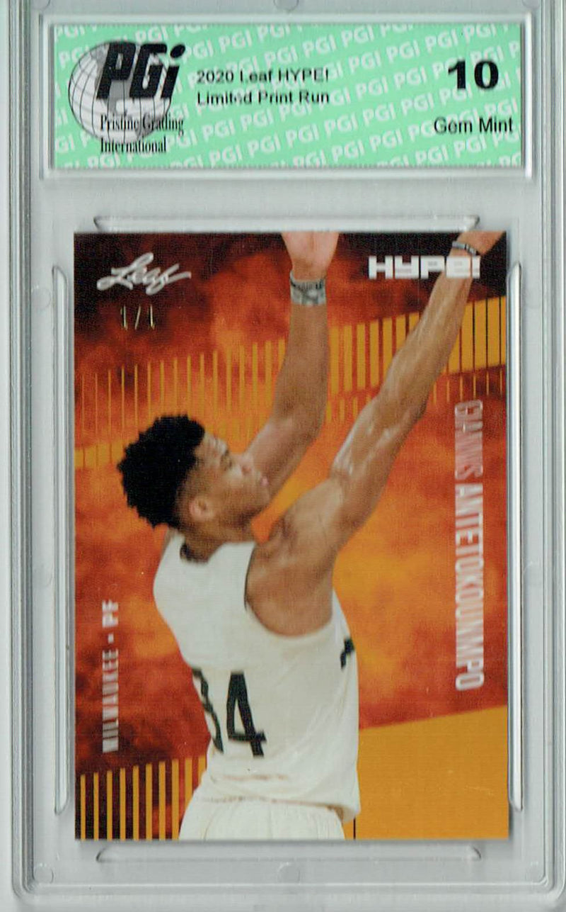 Giannis Antetokounmpo 2020 Leaf HYPE! #48 Gold Blank Back 1/1 Rare Card PGI 10
