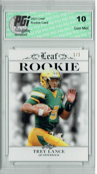 Trey Lance 2021 Leaf Exclusive #4 White Blank Back 1/1 Rookie Card PGI 10