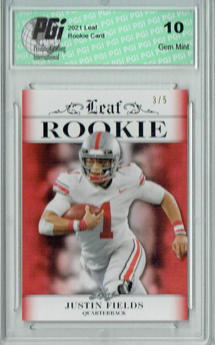 @@@ Justin Fields 2021 Leaf Exclusive #1 Red, Only 5 Made Rookie Card PGI 10