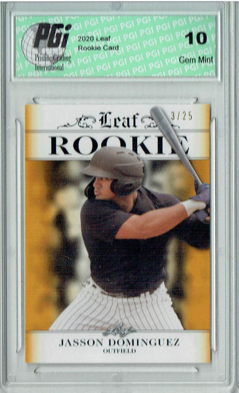 Jasson Dominguez 2020 Leaf Exclusive #1 Gold, Only 25 Made Rookie Card PGI 10