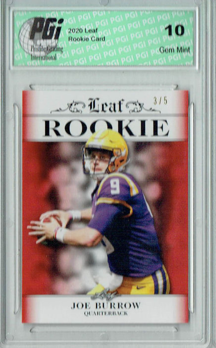 Joe Burrow 2020 Leaf Exclusive #2 Red, Only 5 Made Rookie Card PGI 10