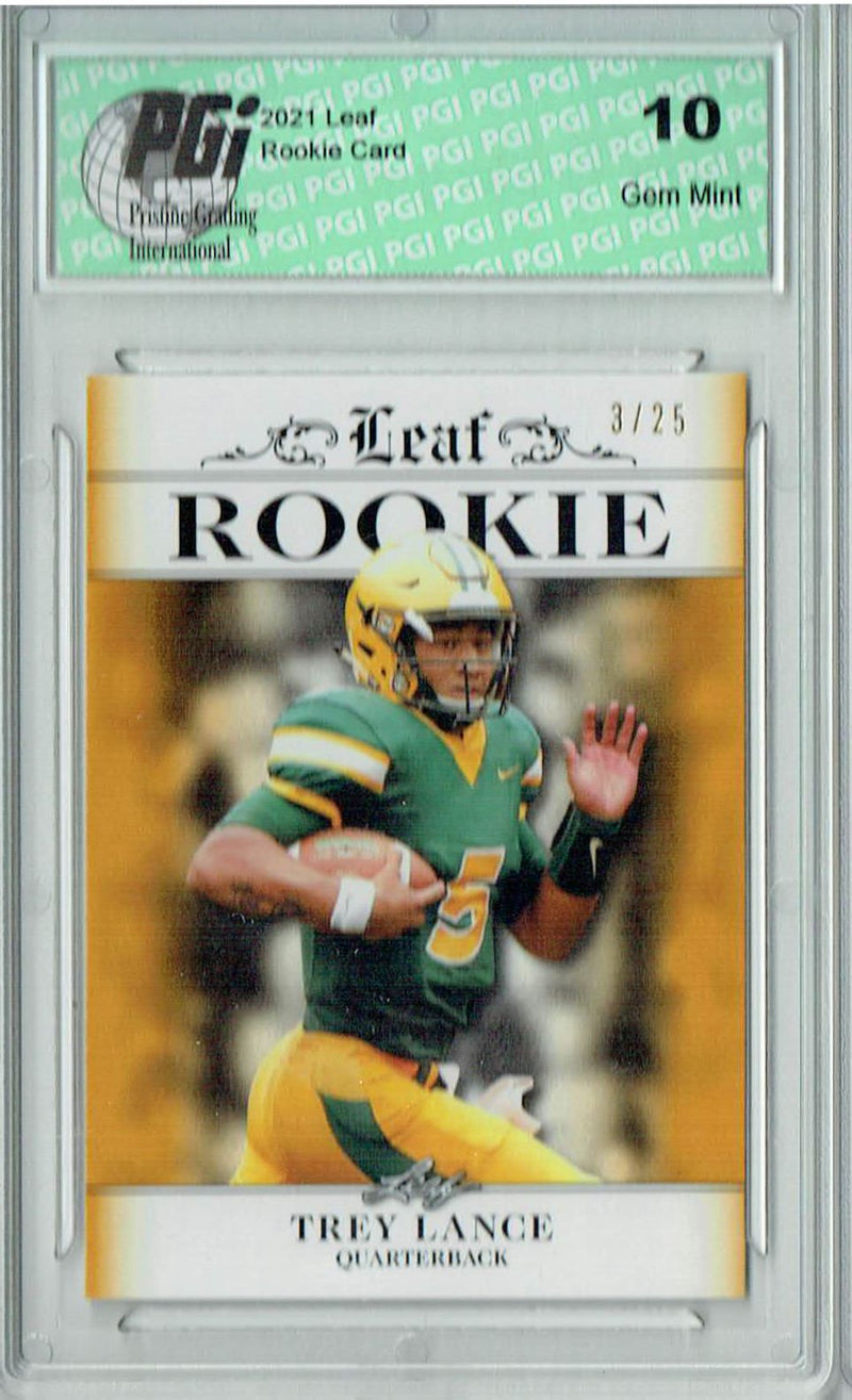 Trey Lance Rookie Card San Francisco PGI 10 Gem Mint Football Trading Card 2021 Leaf Exclusive #4 Gold, Only 25 Made