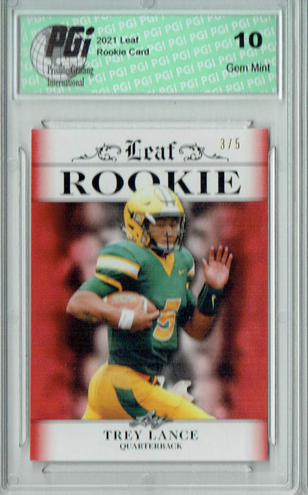 Trey Lance 2021 Leaf Exclusive #4 Red, Only 5 Made Rookie Card PGI 10