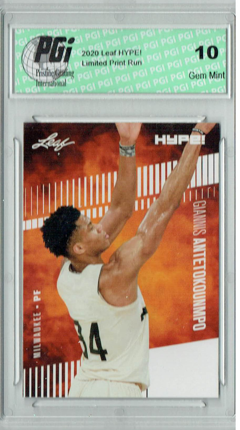 Giannis Antetokounmpo 2020 Leaf HYPE #48 Only 5000 Made Bucks Card PGI 10