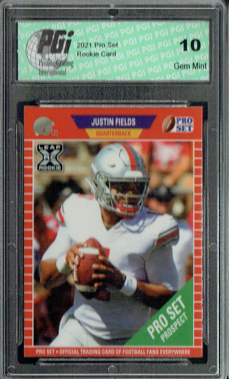 Justin Fields Rookie Card Ohio State / Chicago PGI 10 Gem Mint Football Trading Card 2021 Leaf Pro Set #PS2 Limited Print Run