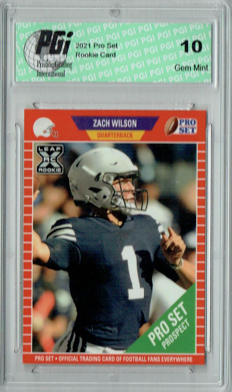 Zach Wilson Rookie Card BYU / New York PGI 10 Gem Mint Football Trading Card 2021 Leaf Pro Set #PS5 Limited Print Run