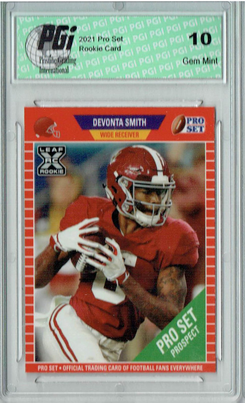 Devonta Smith Rookie Card Philadelphia PGI 10 Gem Mint Football Trading Card 2021 Leaf Pro Set #PS3 Limited Print Run