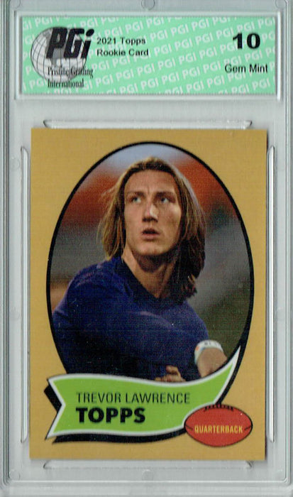 Trevor Lawrence 2021 Topps X #11 1970 Topps Football Rookie Card PGI 10