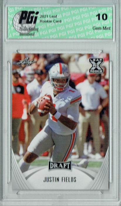 Justin Fields 2021 Leaf Football #2 Rookie Card PGI 10