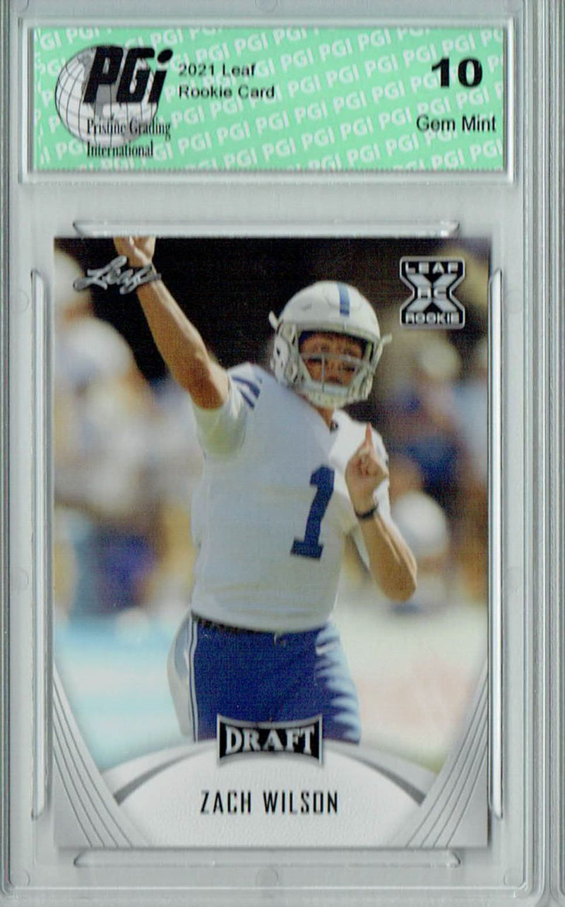 Zach Wilson Rookie Card BYU / New York PGI 10 Gem Mint Football Trading Card 2021 Leaf Football #3