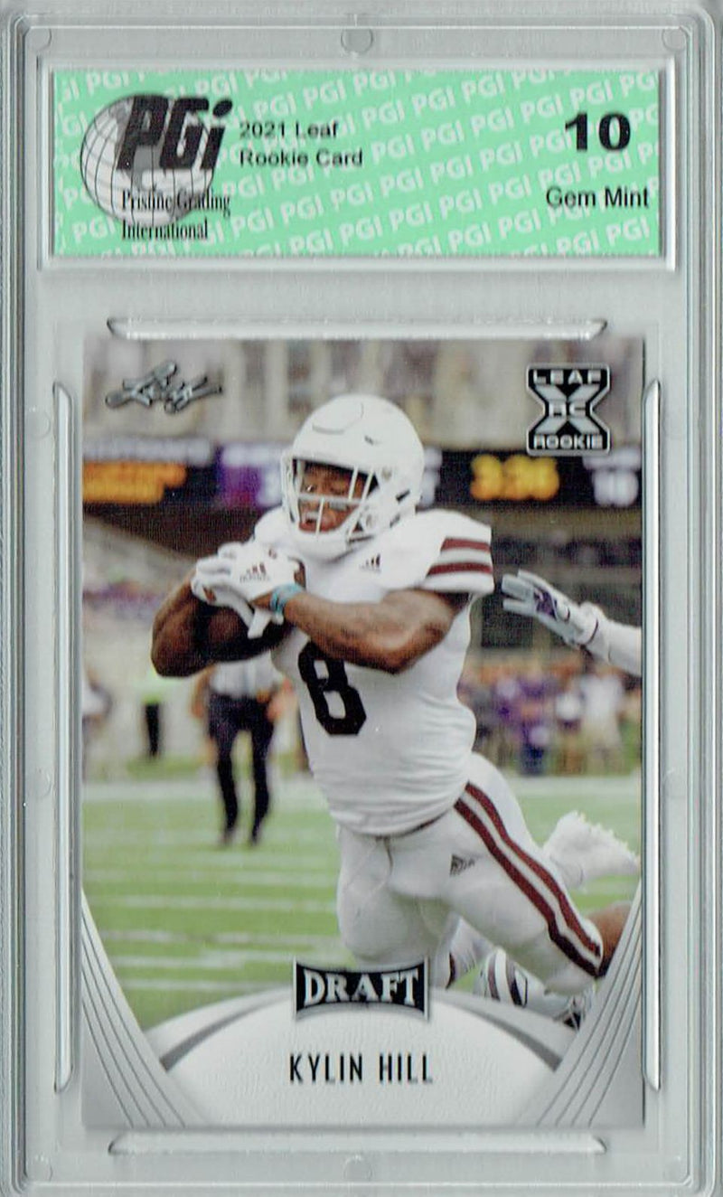 Kylin Hill Rookie Card Mississippi State PGI 10 Gem Mint Football Trading Card 2021 Leaf Football #17