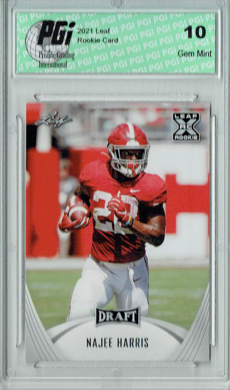 Najee Harris Rookie Card Pittsburgh PGI 10 Gem Mint Football Trading Card 2021 Leaf Football #13
