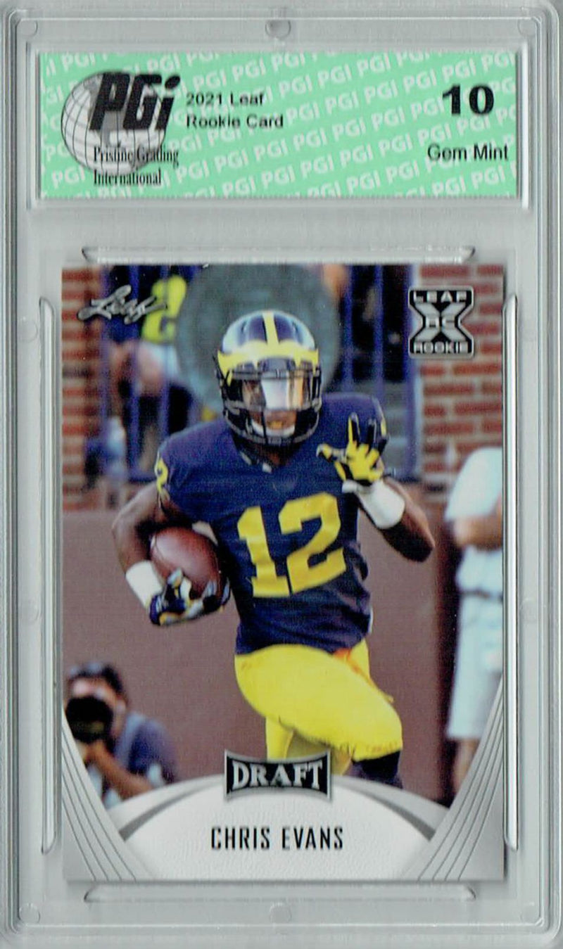 Chris Evans Rookie Card Michigan PGI 10 Gem Mint Football Trading Card 2021 Leaf Football #19