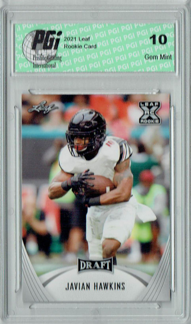 Javian Hawkins Rookie Card Louisville PGI 10 Gem Mint Football Trading Card 2021 Leaf Football #20