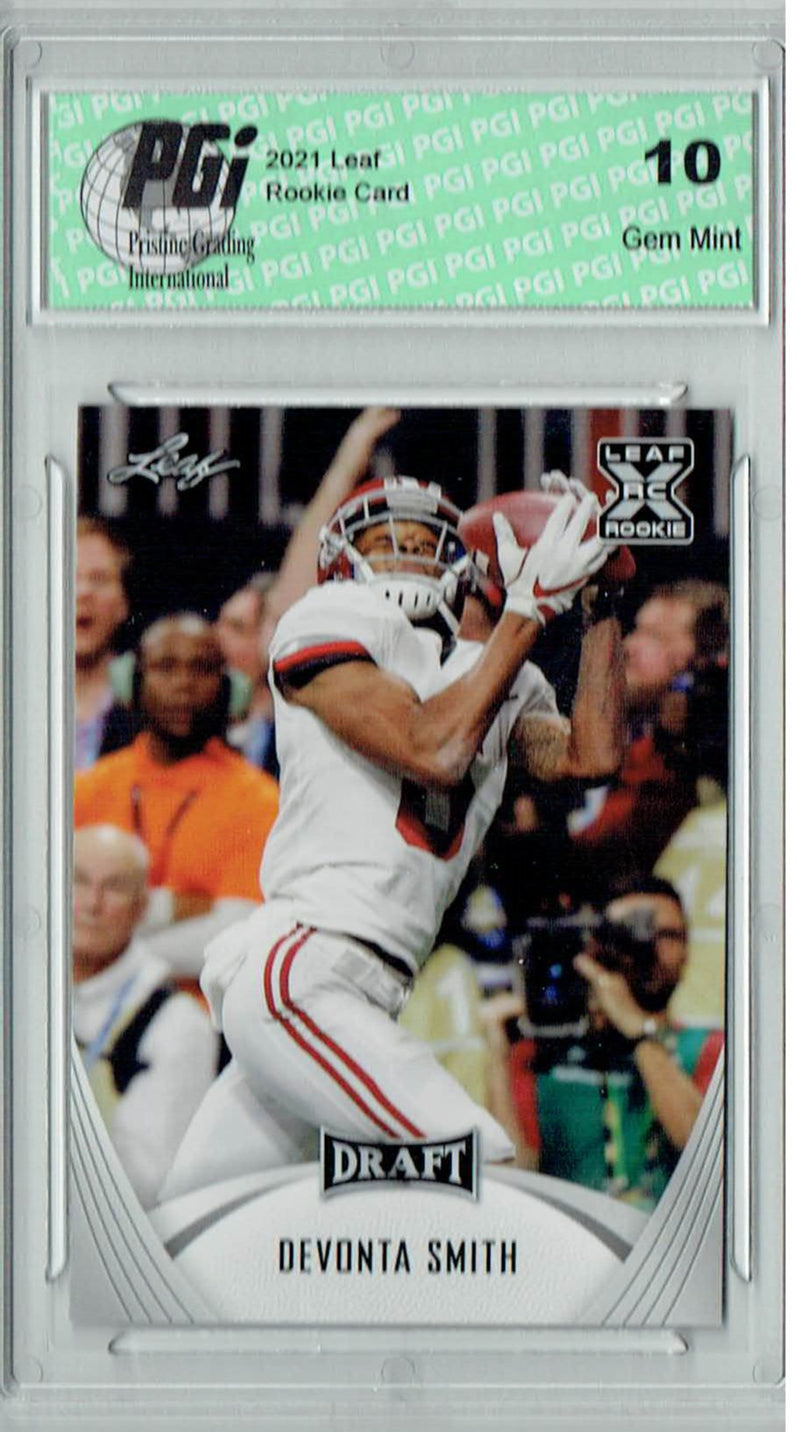 Devonta Smith Rookie Card Alabama PGI 10 Gem Mint Football Trading Card 2021 Leaf Football #26