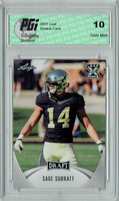 Sage Surratt 2021 Leaf Football #30 Rookie Card PGI 10