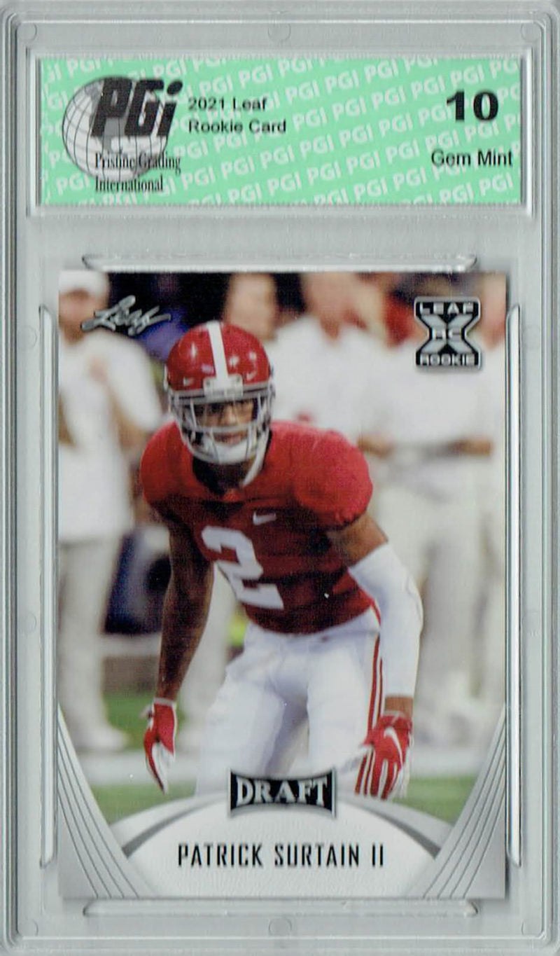 Patrick Surtain ll Rookie Card Southern Mississippi PGI 10 Gem Mint Football Trading Card 2021 Leaf Football #38