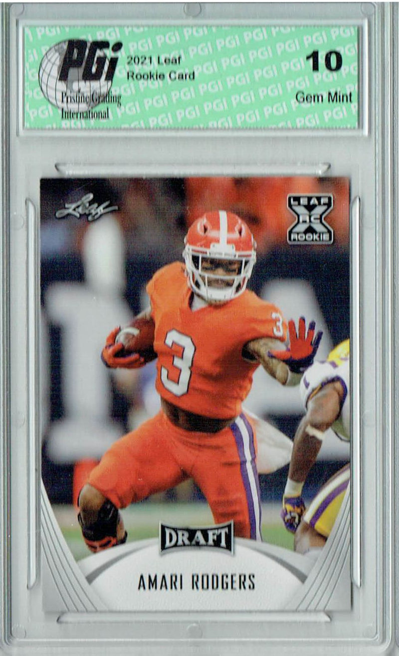 Amari Rodgers Rookie Card Clemson PGI 10 Gem Mint Football Trading Card 2021 Leaf Football #32