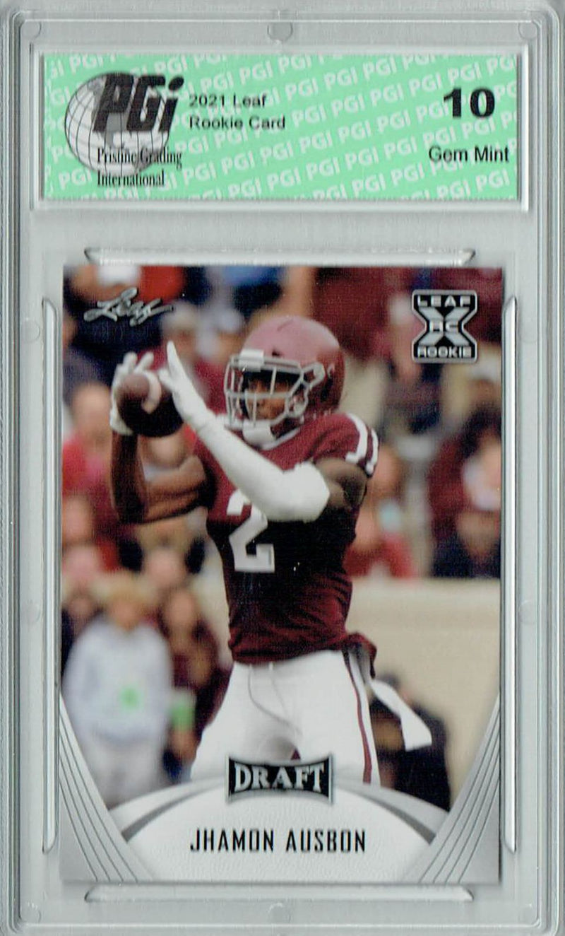 Jhamon Ausbon Rookie Card Texas A&M PGI 10 Gem Mint Football Trading Card 2021 Leaf Football #37