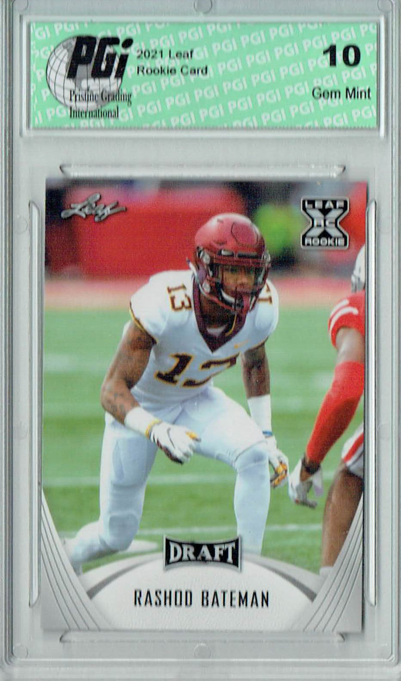 Rashod Bateman Rookie Card Minnesota PGI 10 Gem Mint Football Trading Card 2021 Leaf Football #33