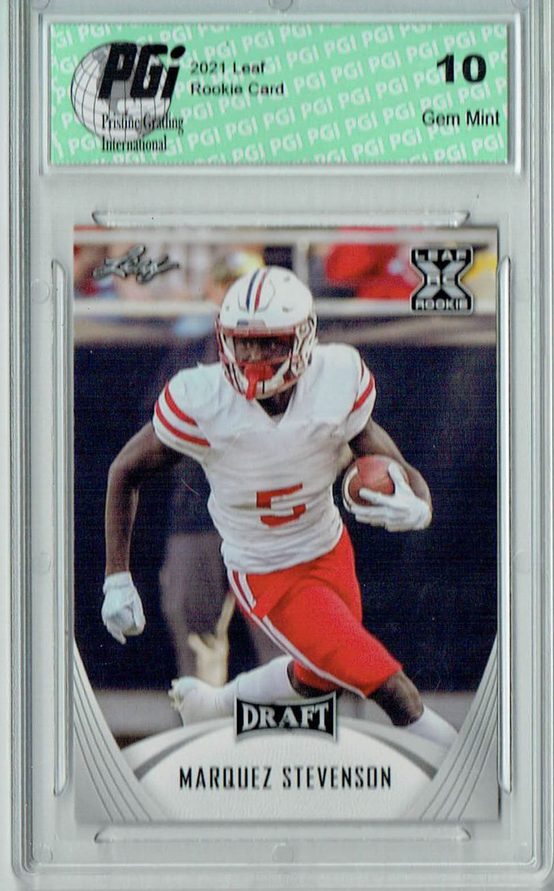Marquez Stevenson Rookie Card Houston PGI 10 Gem Mint Football Trading Card 2021 Leaf Football #35
