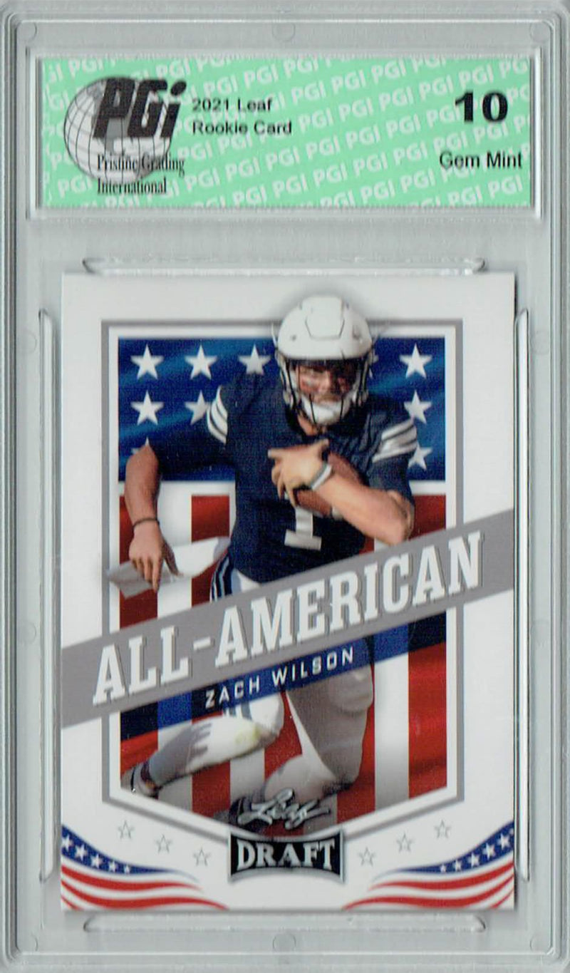Zach Wilson Rookie Card BYU / New York PGI 10 Gem Mint Football Trading Card 2021 Leaf Football #48 All-American