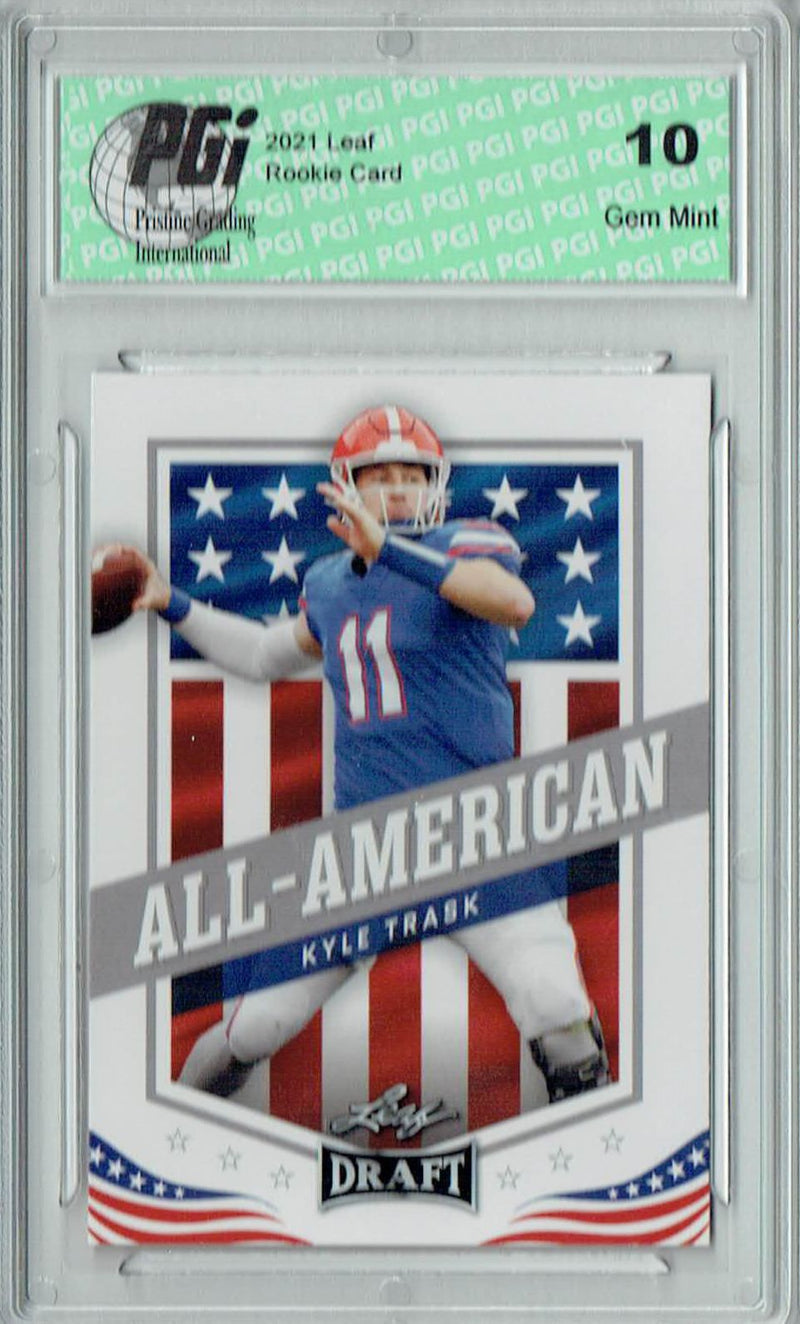 Kyle Trask Rookie Card Tampa Bay PGI 10 Gem Mint Football Trading Card 2021 Leaf Football #47 All-American
