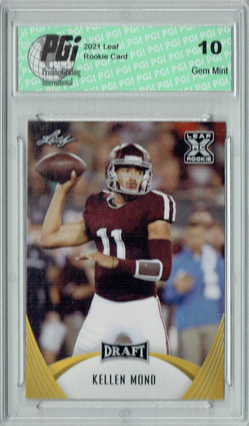 Kellen Mond Rookie Card Texas A&M PGI 10 Gem Mint Football Trading Card 2021 Leaf Football #8 Gold