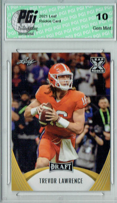 Trevor Lawrence 2021 Leaf Football #1 Gold Rookie Card PGI 10