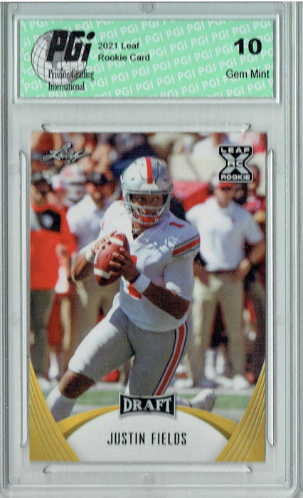 Justin Fields 2021 Leaf Football #2 Gold Rookie Card PGI 10