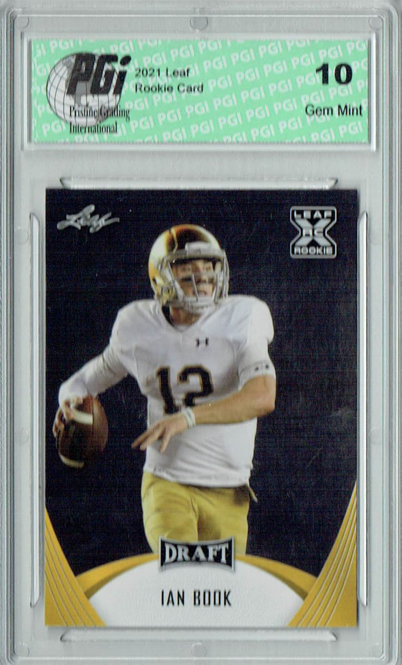 Ian Book Rookie Card Notre Dame PGI 10 Gem Mint Football Trading Card 2021 Leaf Football #7 Gold