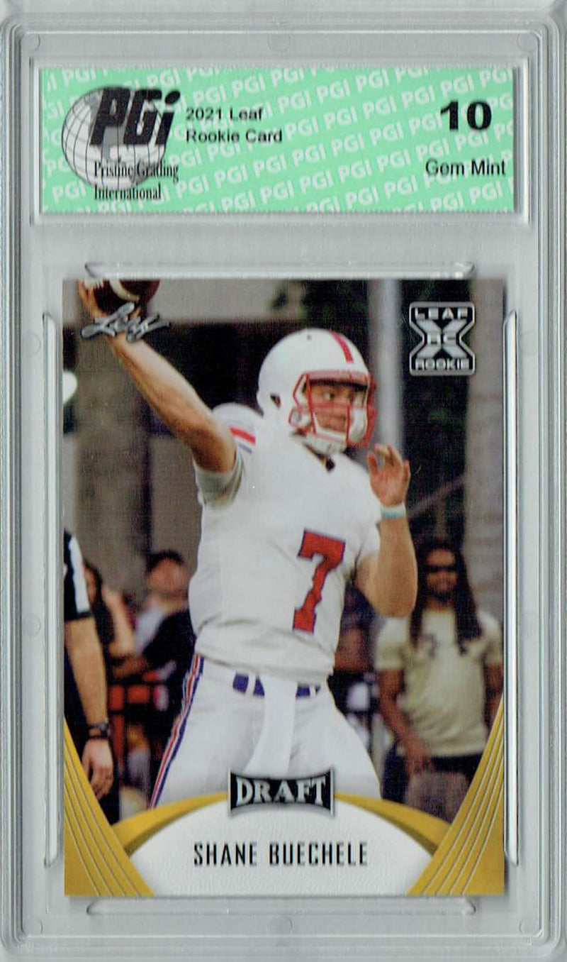 Shane Buechele Rookie Card Texas PGI 10 Gem Mint Football Trading Card 2021 Leaf Football #10 Gold