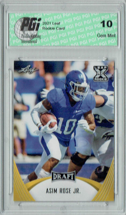 Asim Rose Jr. 2021 Leaf Football #18 Gold Rookie Card PGI 10