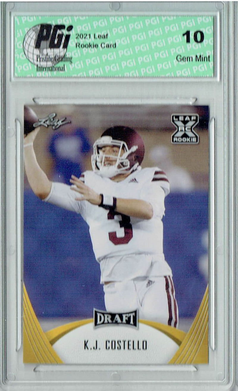 K.J. Costello Rookie Card Stanford PGI 10 Gem Mint Football Trading Card 2021 Leaf Football #12 Gold