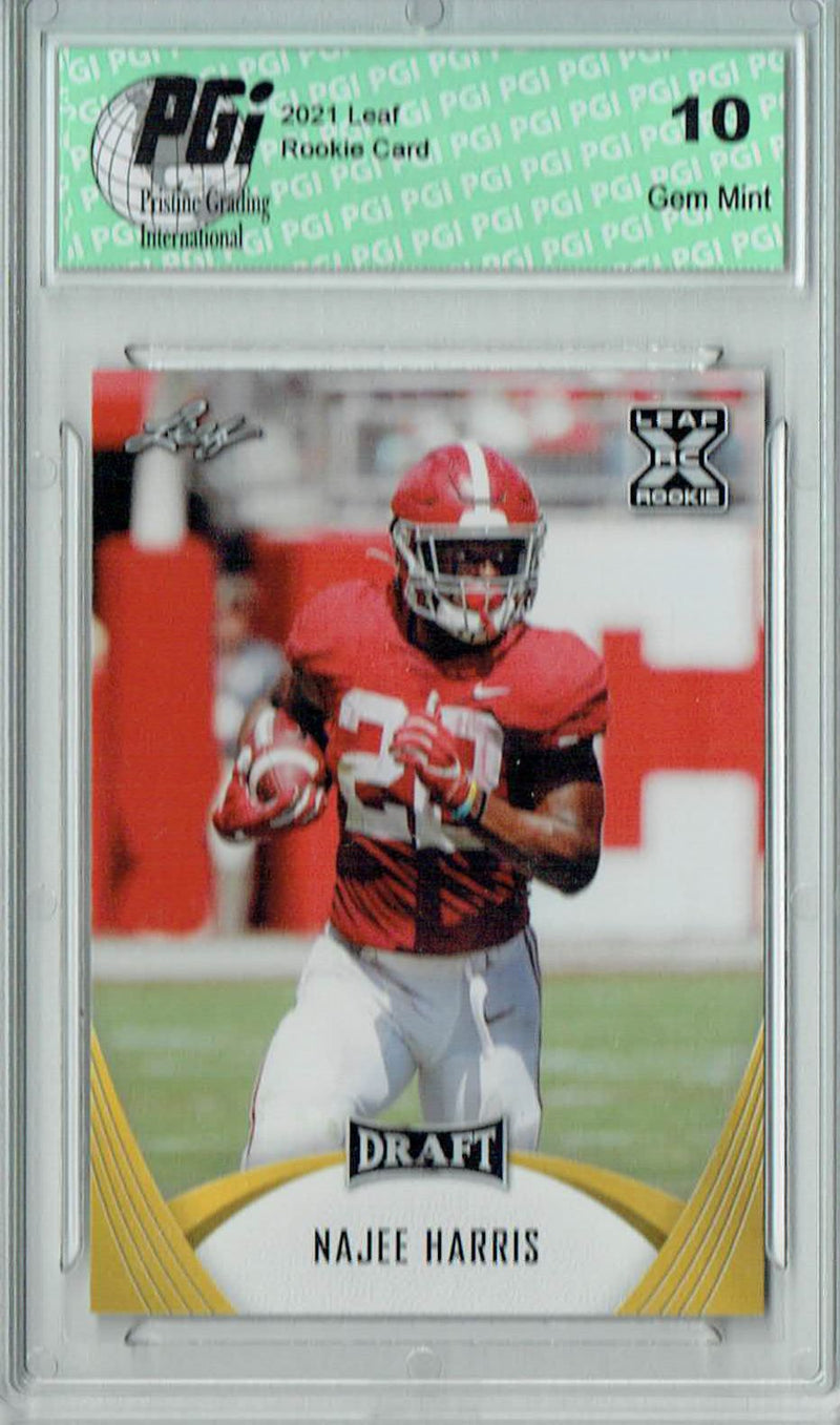 Najee Harris Rookie Card Pittsburgh PGI 10 Gem Mint Football Trading Card 2021 Leaf Football #13 Gold