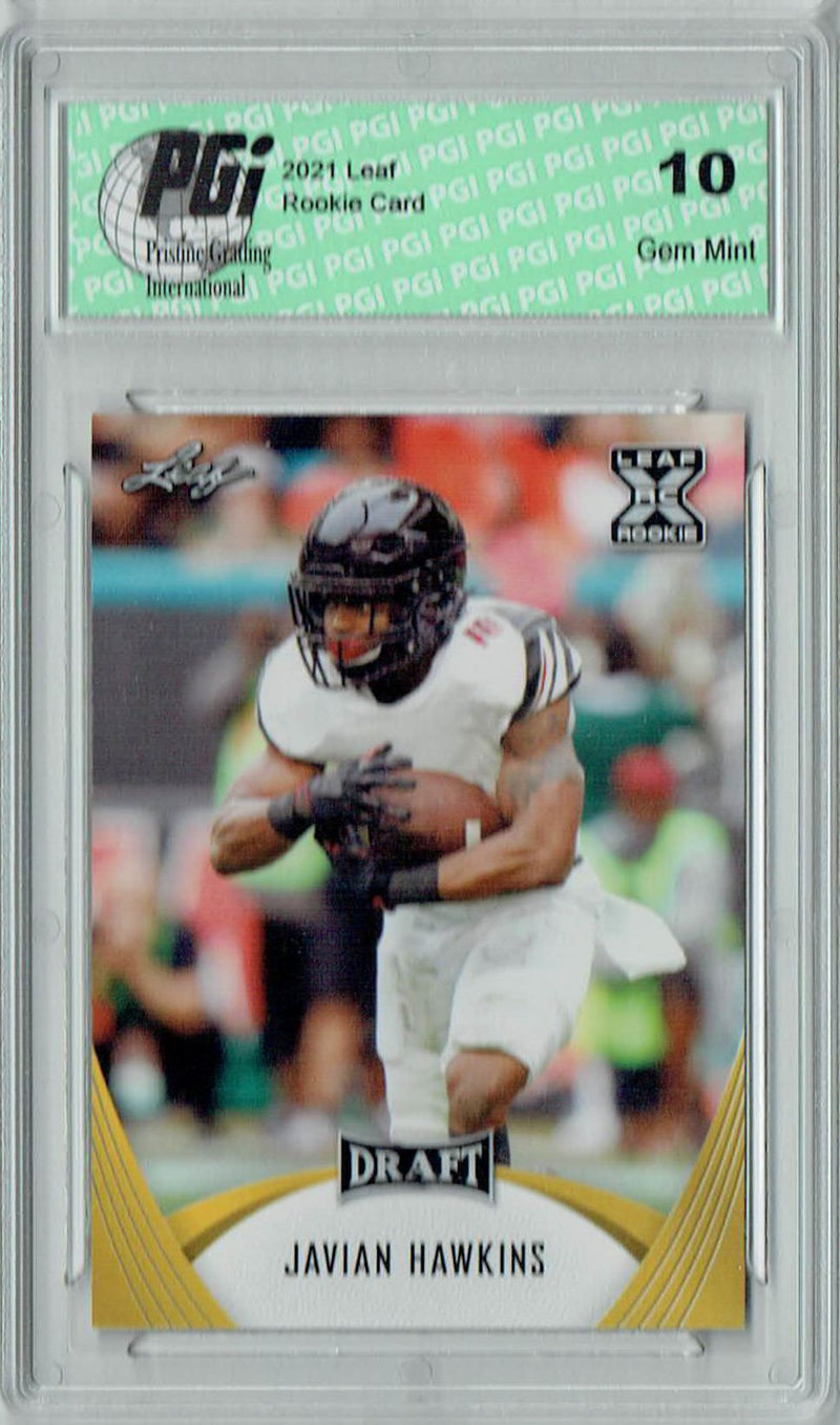 Javian Hawkins Rookie Card Louisville PGI 10 Gem Mint Football Trading Card 2021 Leaf Football #20 Gold