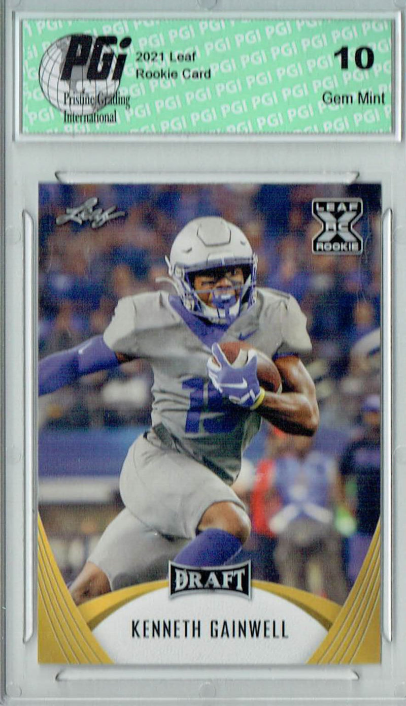 Kenneth Gainwell Rookie Card Memphis PGI 10 Gem Mint Football Trading Card 2021 Leaf Football #21 Gold