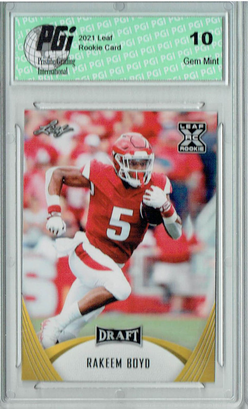 Rakeem Boyd Rookie Card Arkansas PGI 10 Gem Mint Football Trading Card 2021 Leaf Football #22 Gold