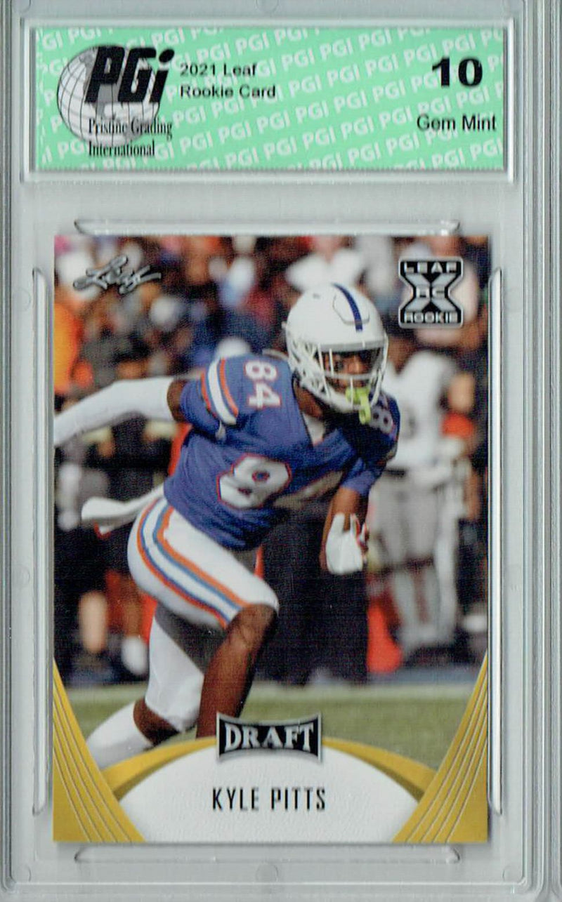 Kyle Pitts Rookie Card Florida PGI 10 Gem Mint Football Trading Card 2021 Leaf Football #24 Gold