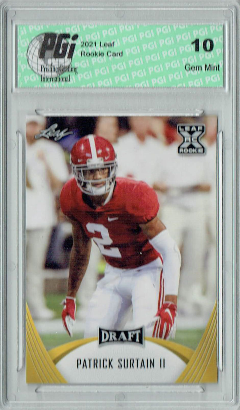 Patrick Surtain ll Rookie Card Southern Mississippi PGI 10 Gem Mint Football Trading Card 2021 Leaf Football #38 Gold