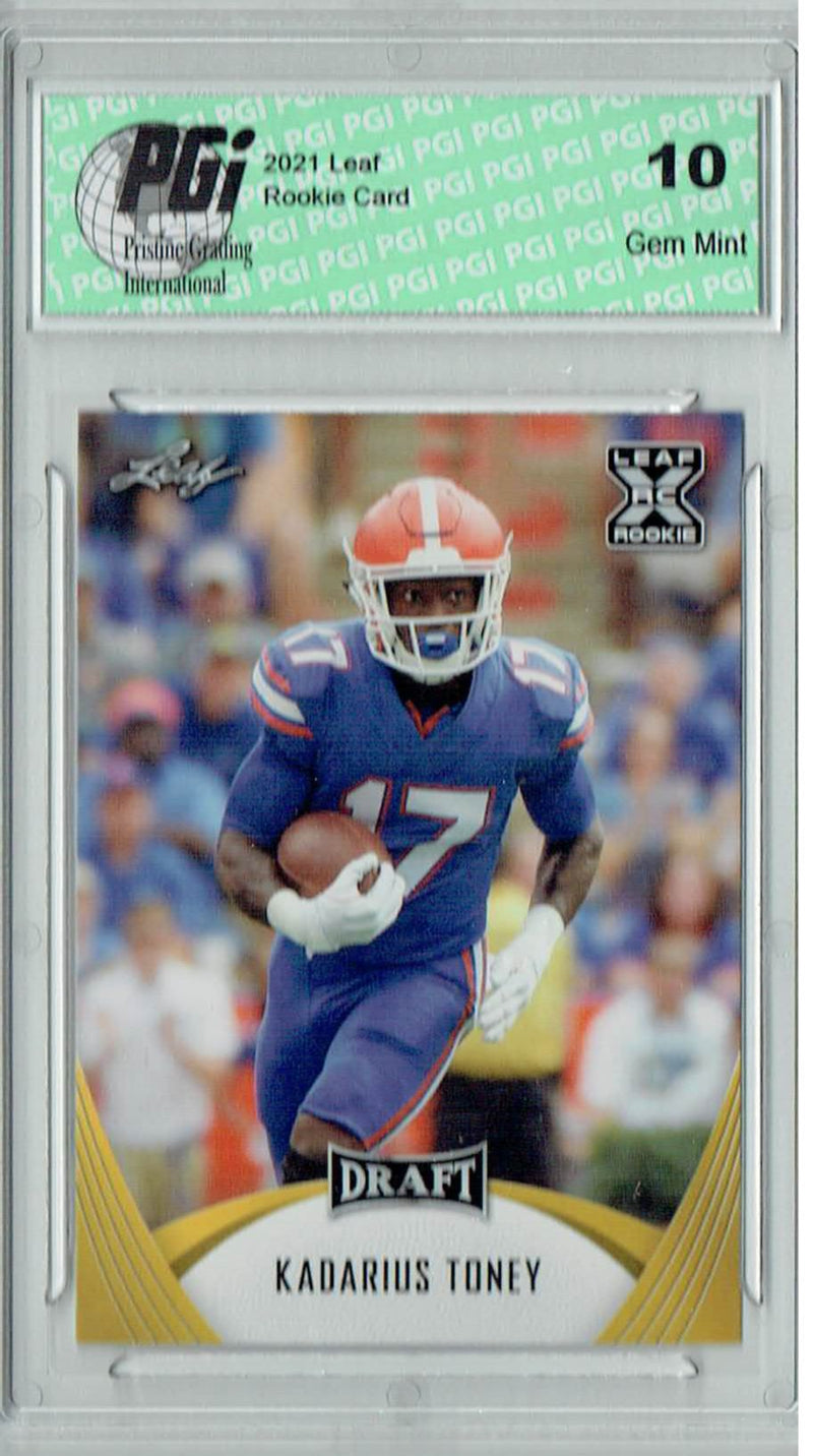 Kadarius Toney Rookie Card Florida PGI 10 Gem Mint Football Trading Card 2021 Leaf Football #36 Gold
