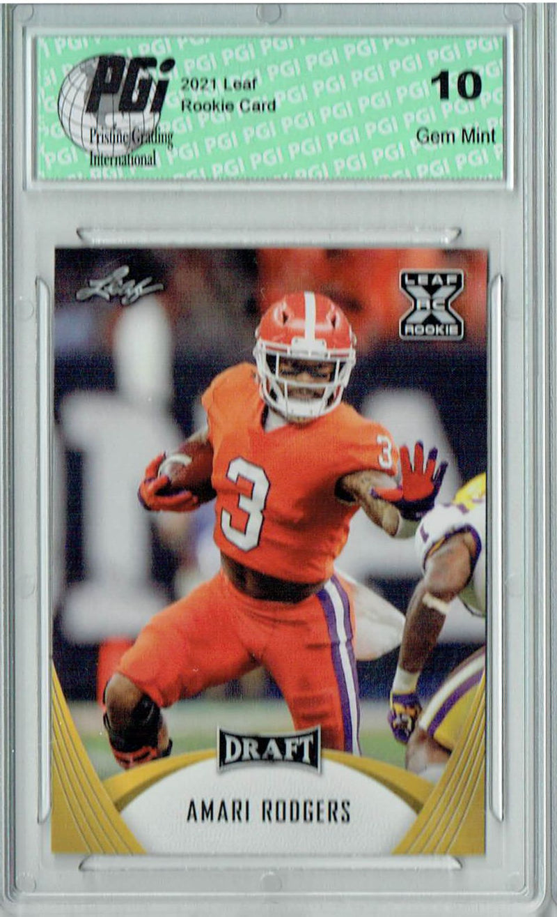 Amari Rodgers Rookie Card Clemson PGI 10 Gem Mint Football Trading Card 2021 Leaf Football #32 Gold